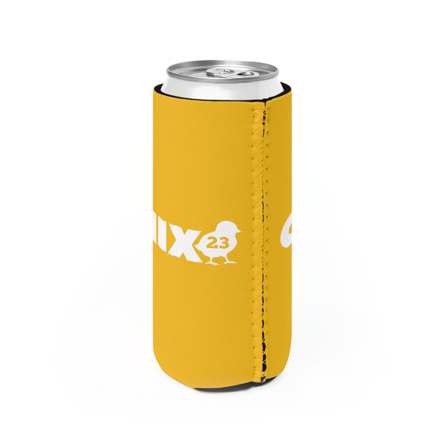 Slim Can Cooler - white on yellow