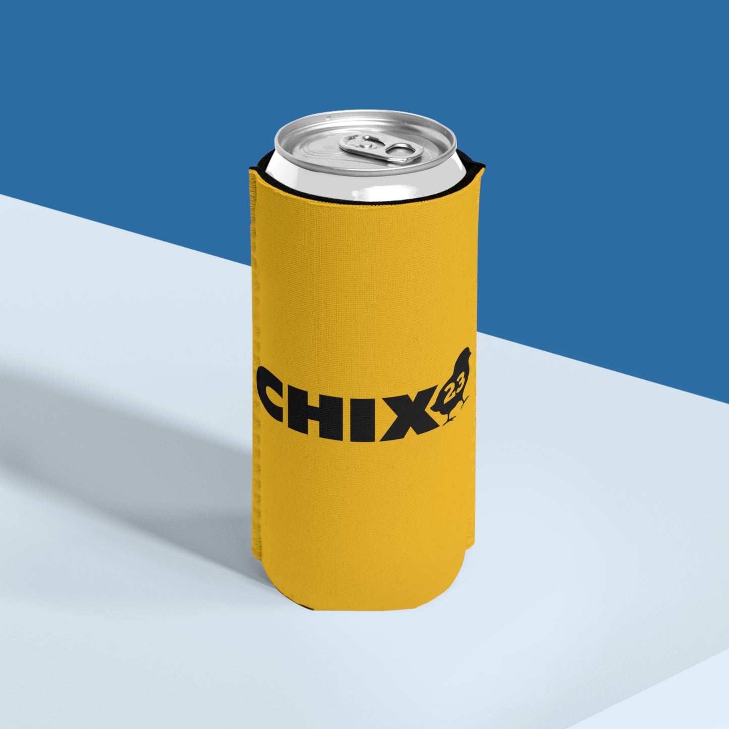Slim Can Cooler - black on yellow