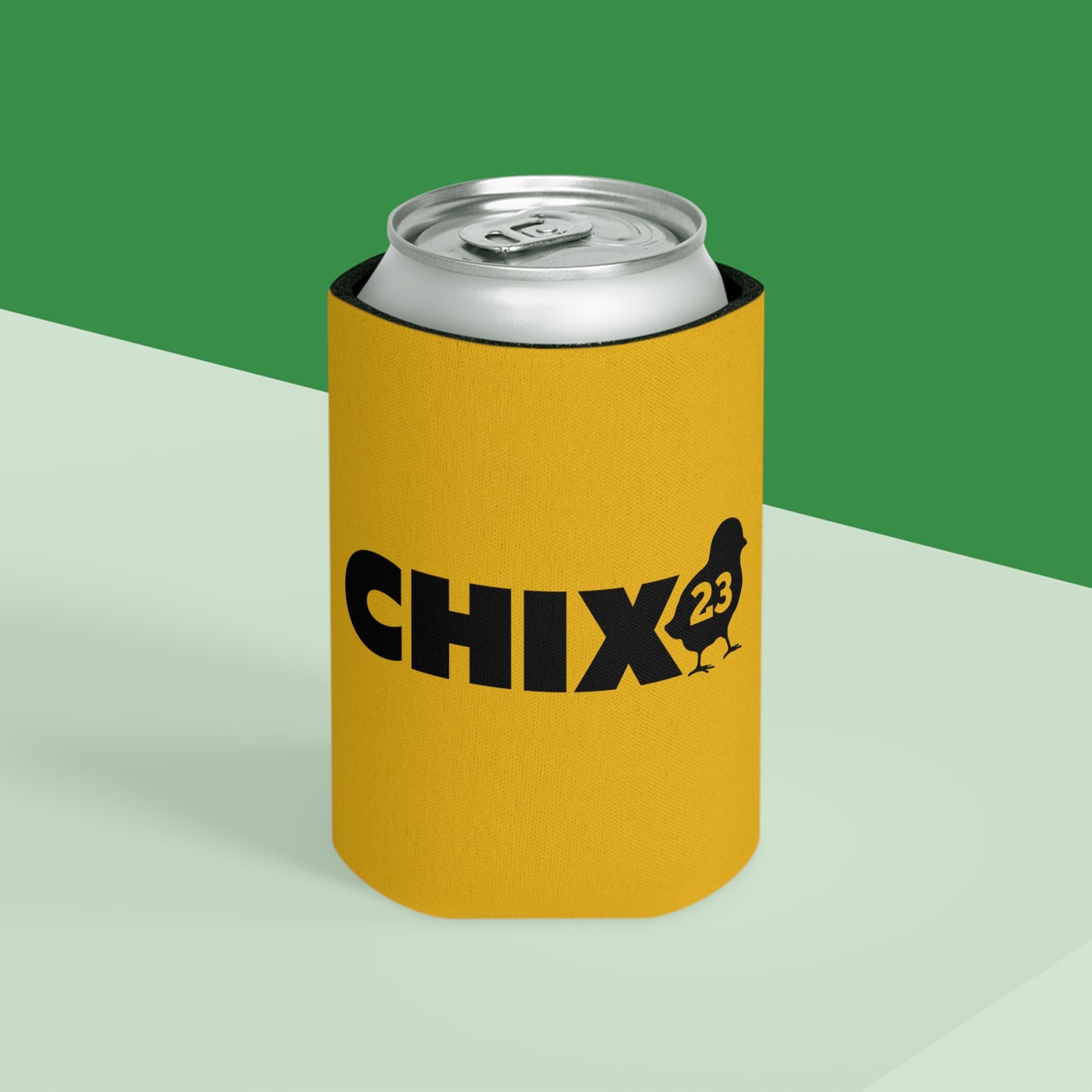 Regular Can Cooler - black on yellow