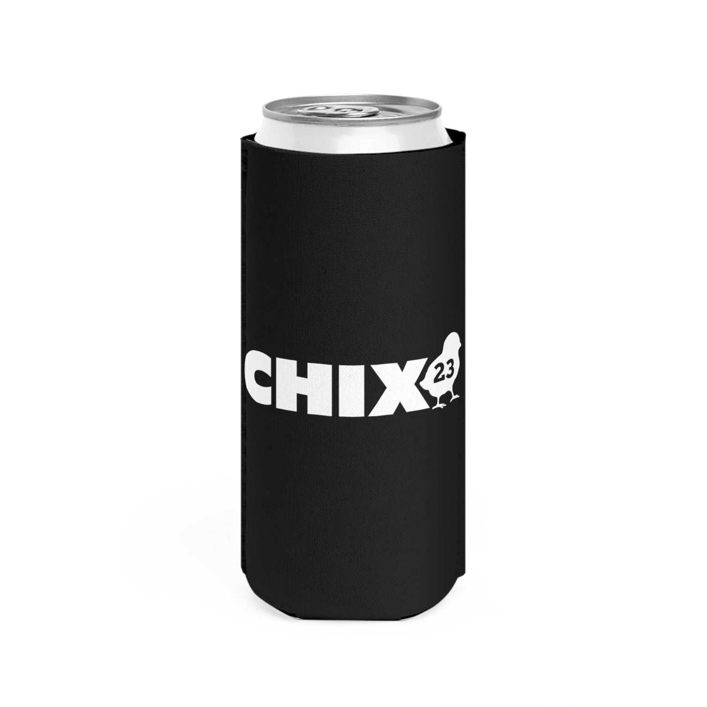 Slim Can Cooler - white on black
