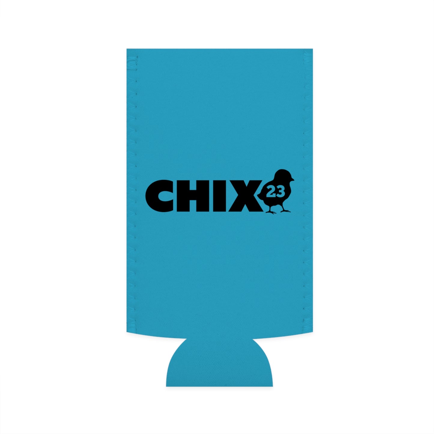 Slim Can Cooler - black on turquoise