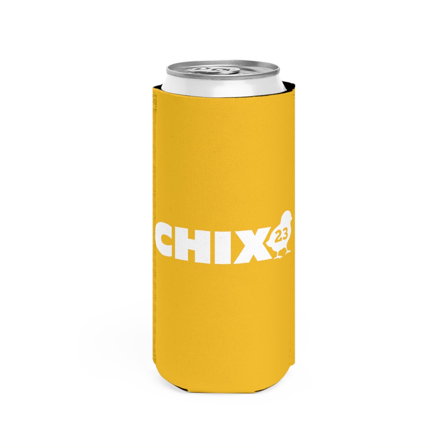 Slim Can Cooler - white on yellow