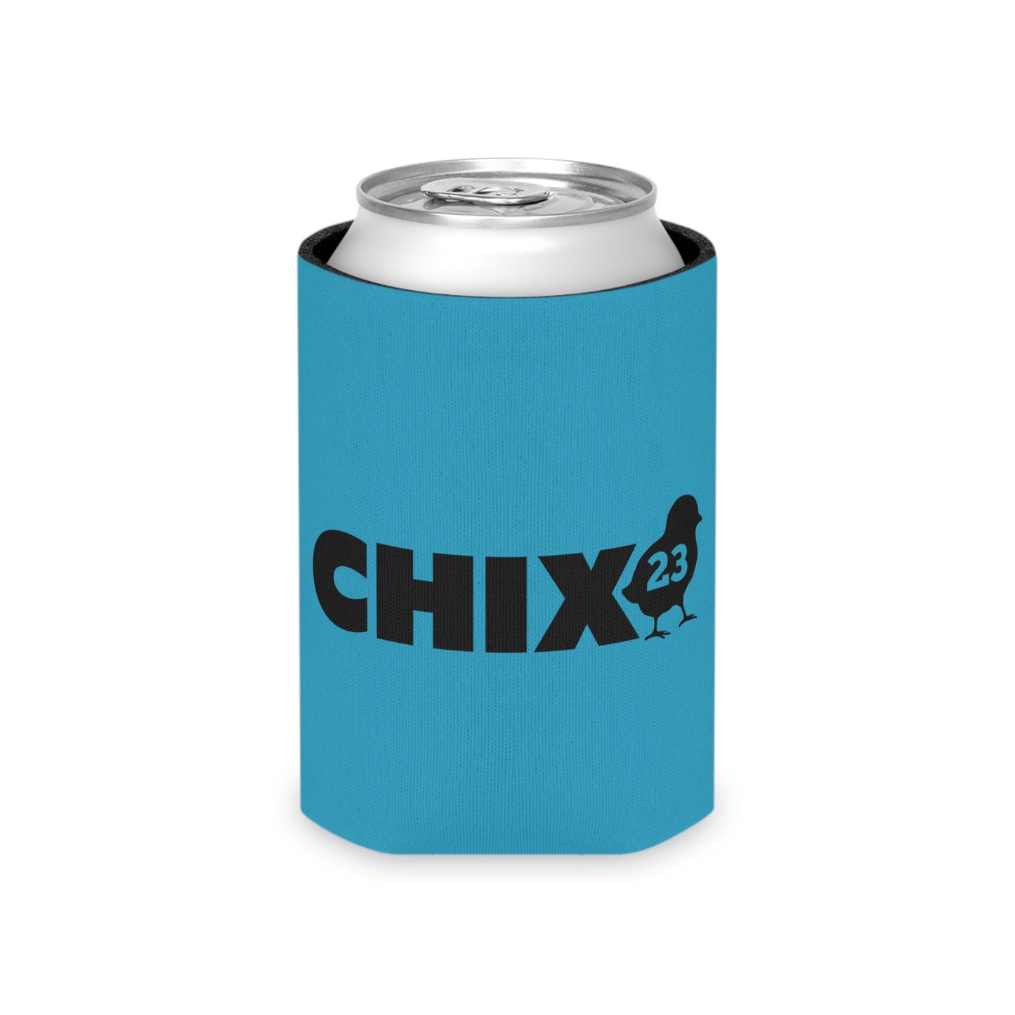 Regular Can Cooler - black on turquoise