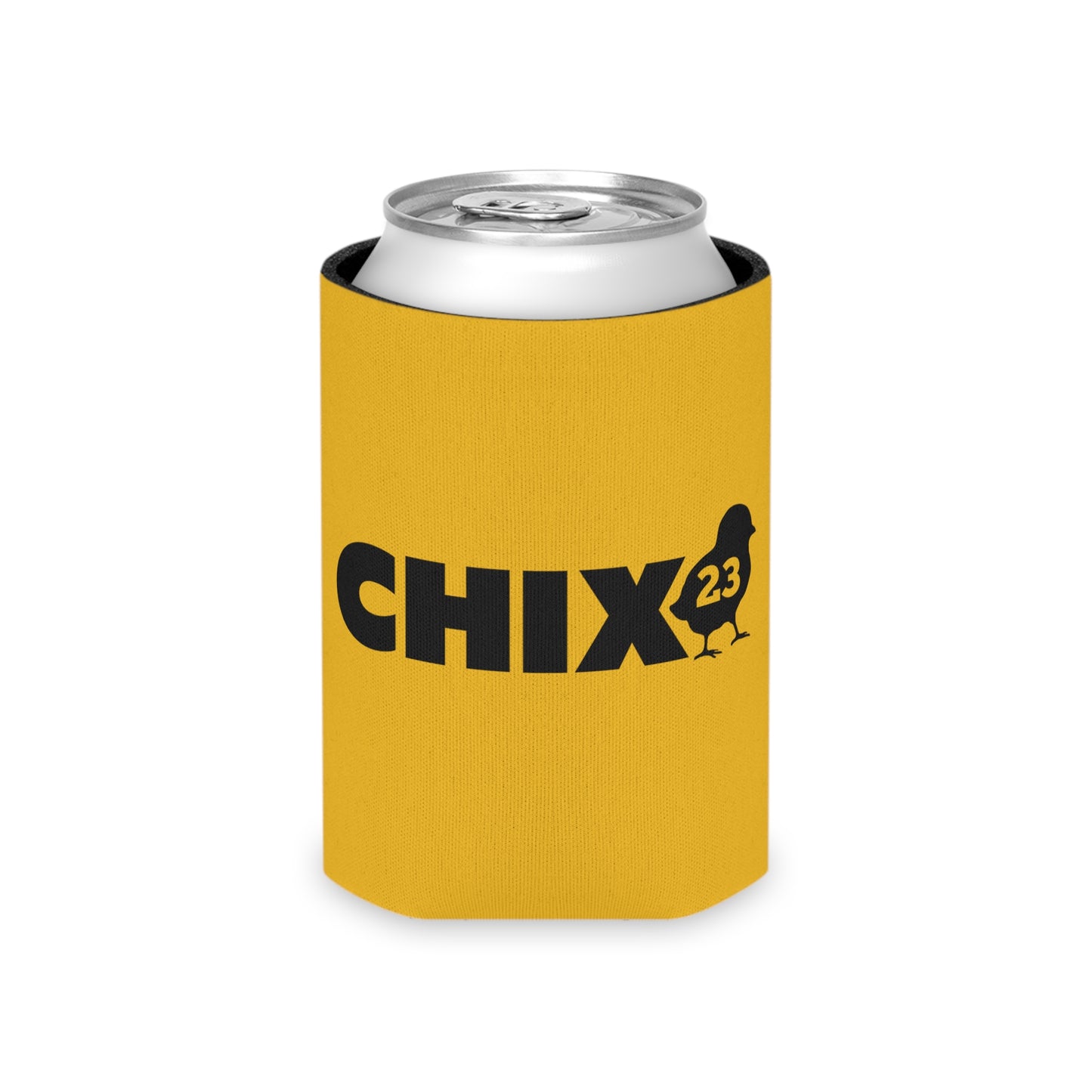 Regular Can Cooler - black on yellow