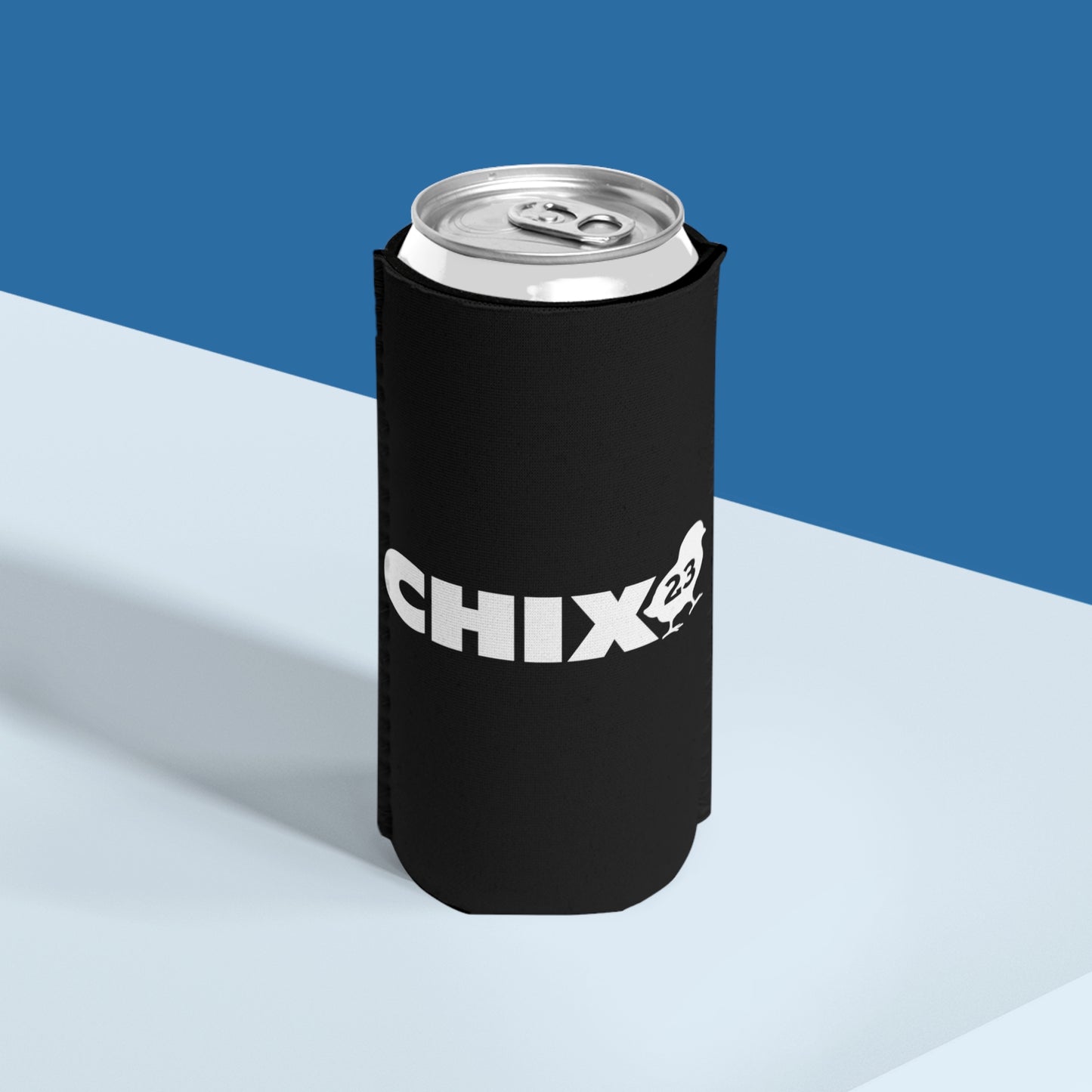 Slim Can Cooler - white on black