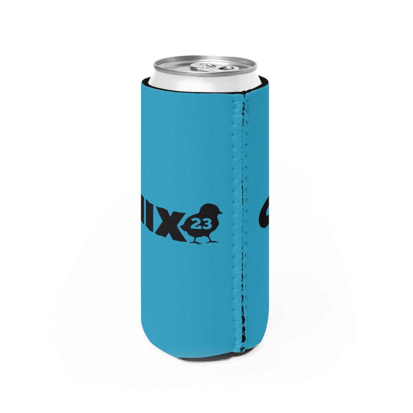 Slim Can Cooler - black on turquoise