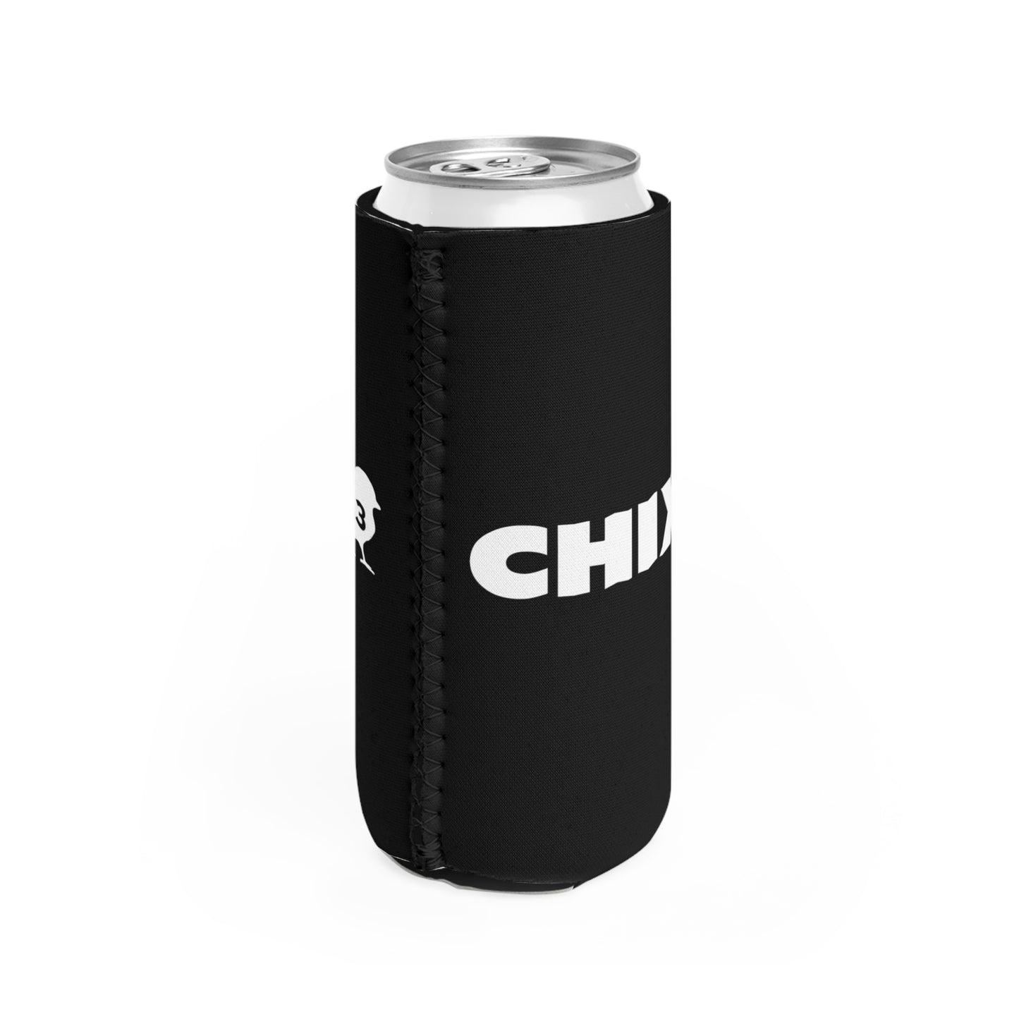 Slim Can Cooler - white on black