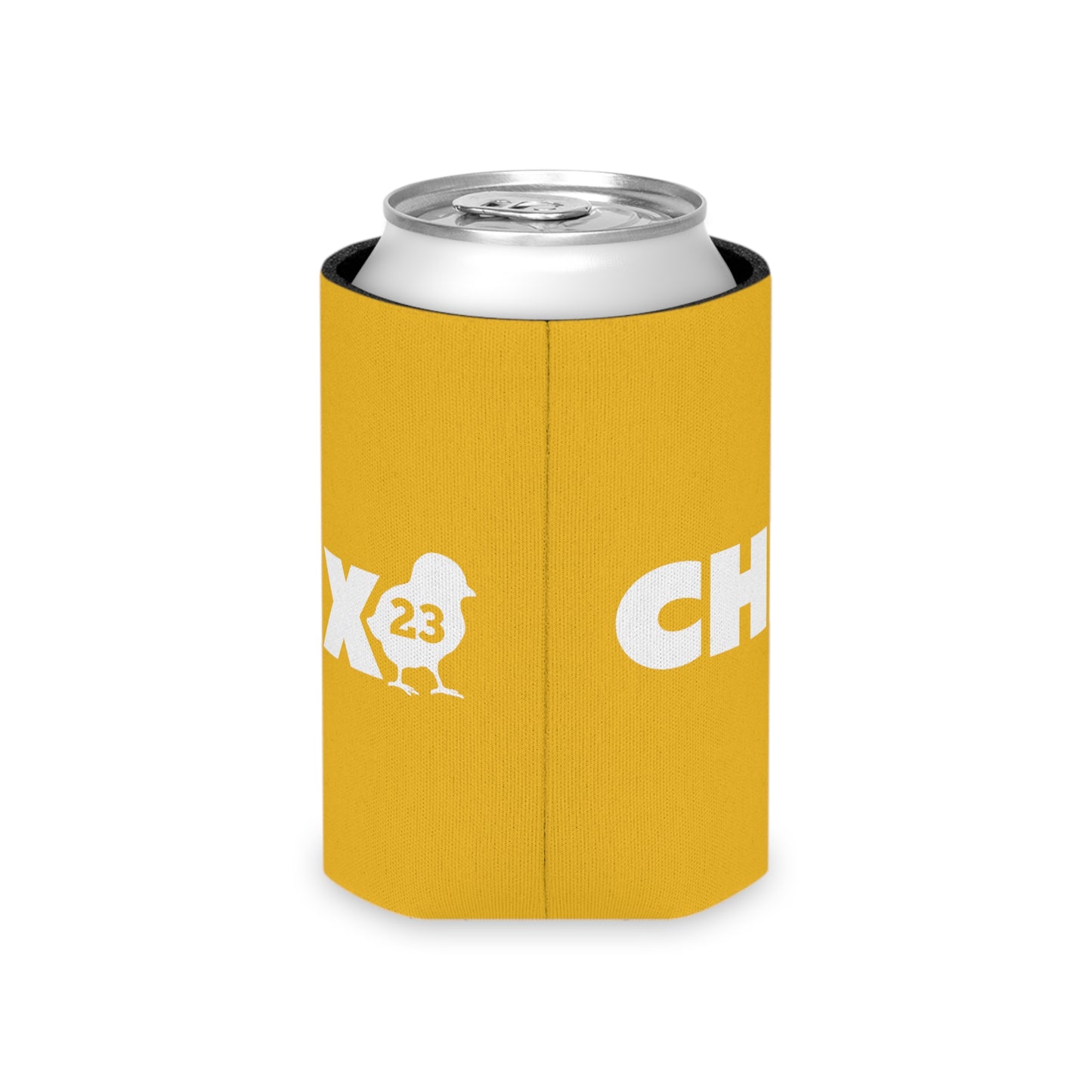 Regular Can Cooler - white on yellow