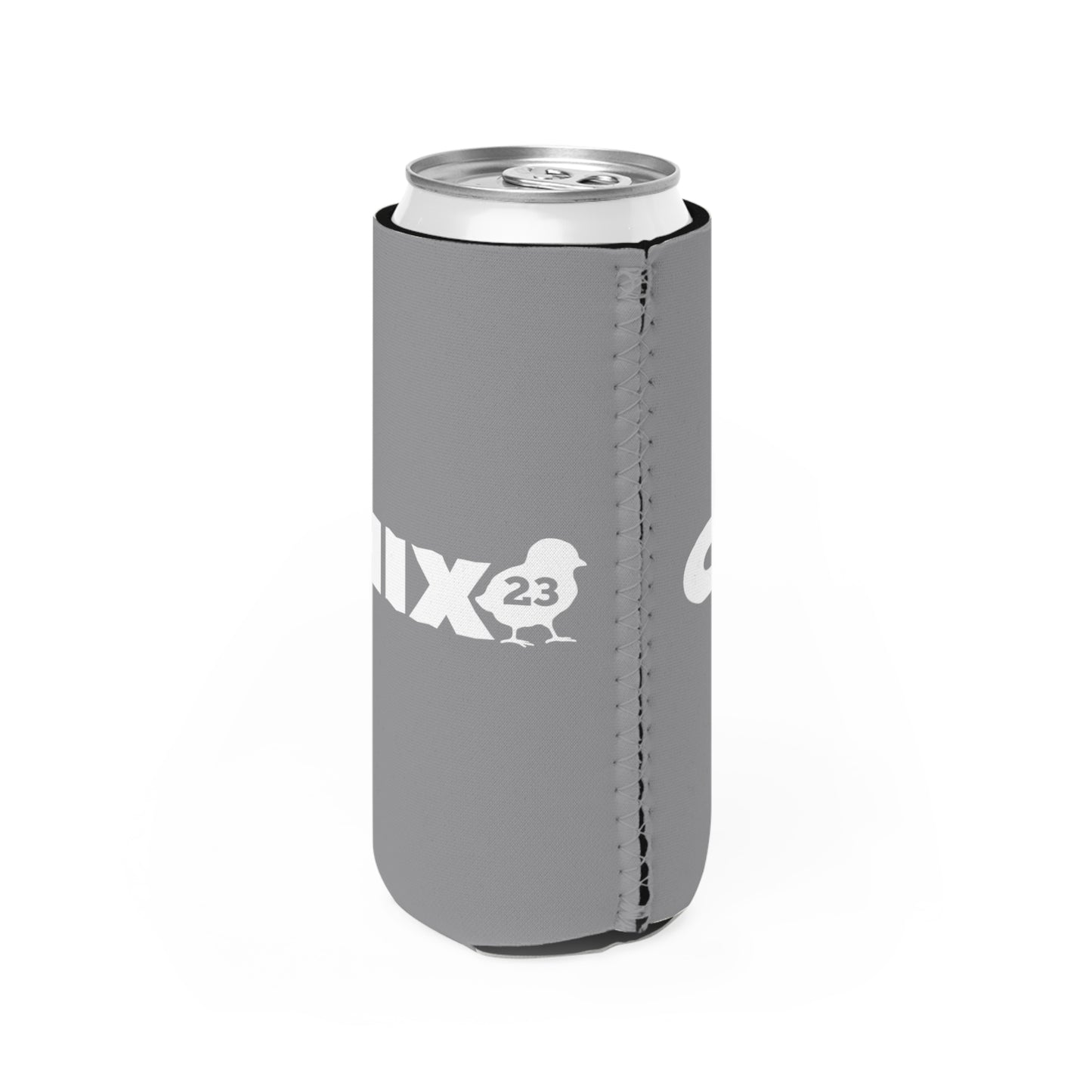 Slim Can Cooler - white on gray