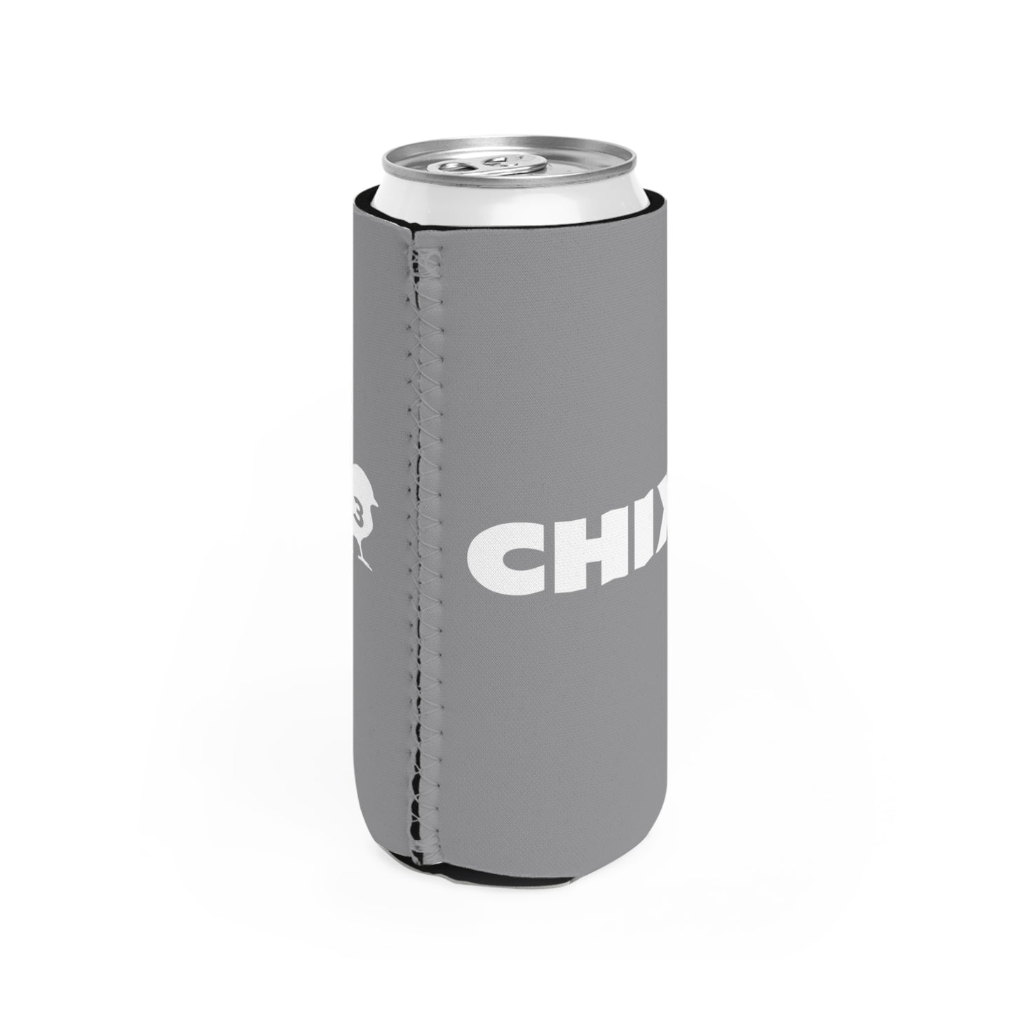 Slim Can Cooler - white on gray