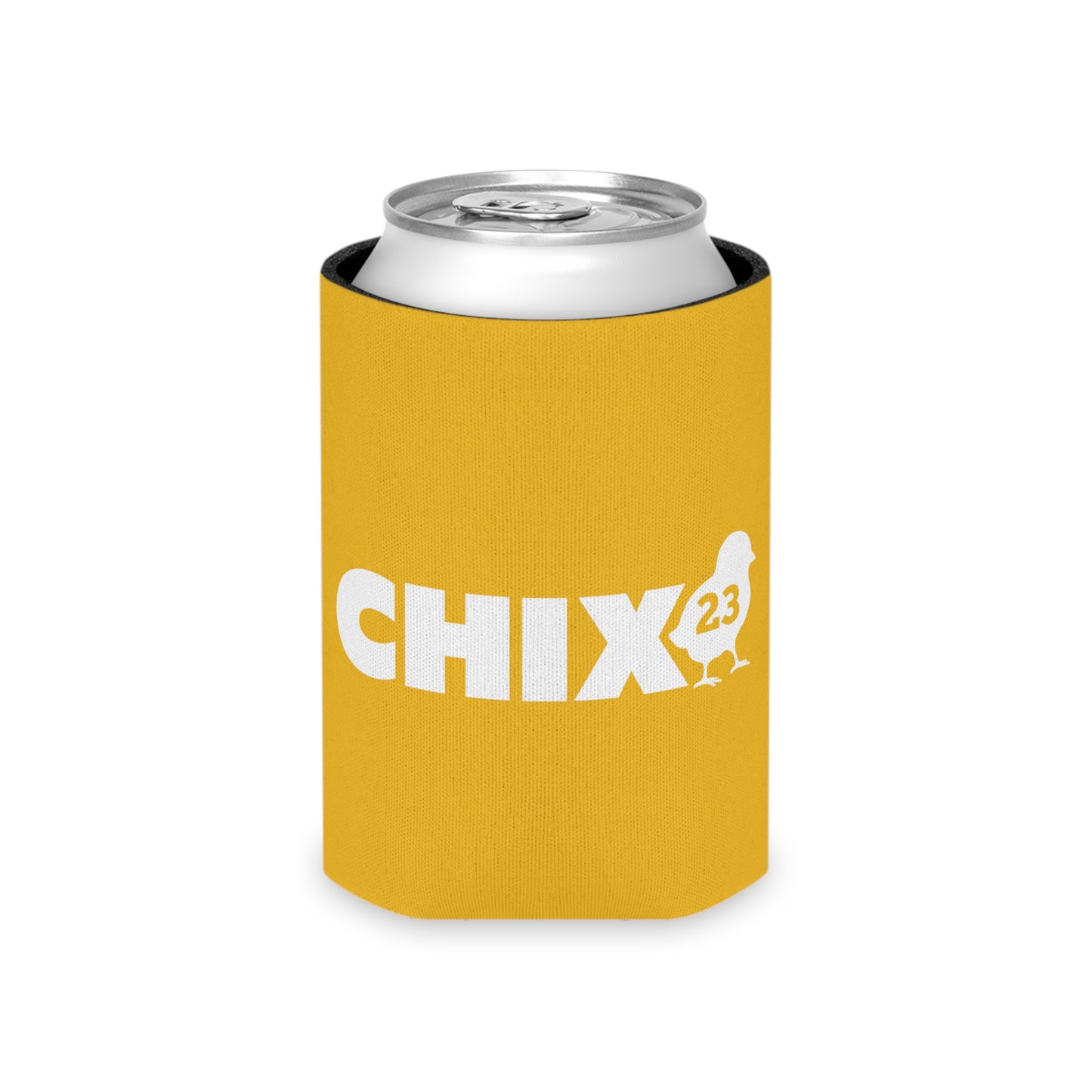 Regular Can Cooler - white on yellow
