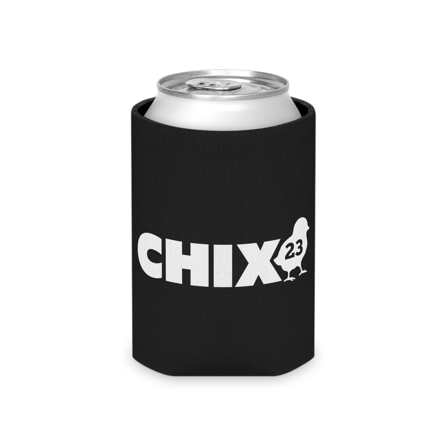 Regular Can Cooler - white on black