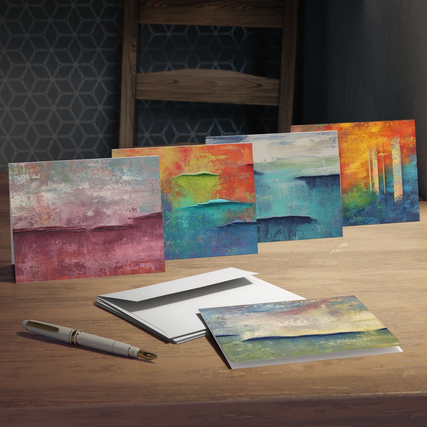 Horizontal Abstracts Multi-Design Greeting Cards (5-Pack)