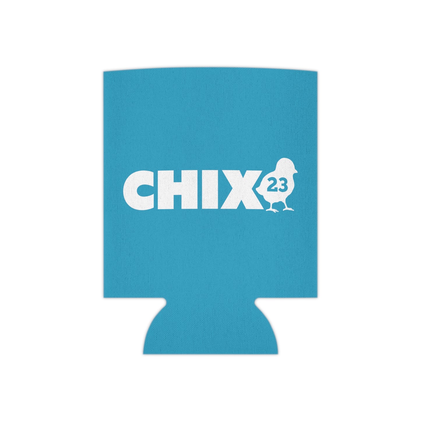 Regular Can Cooler - white on turquoise