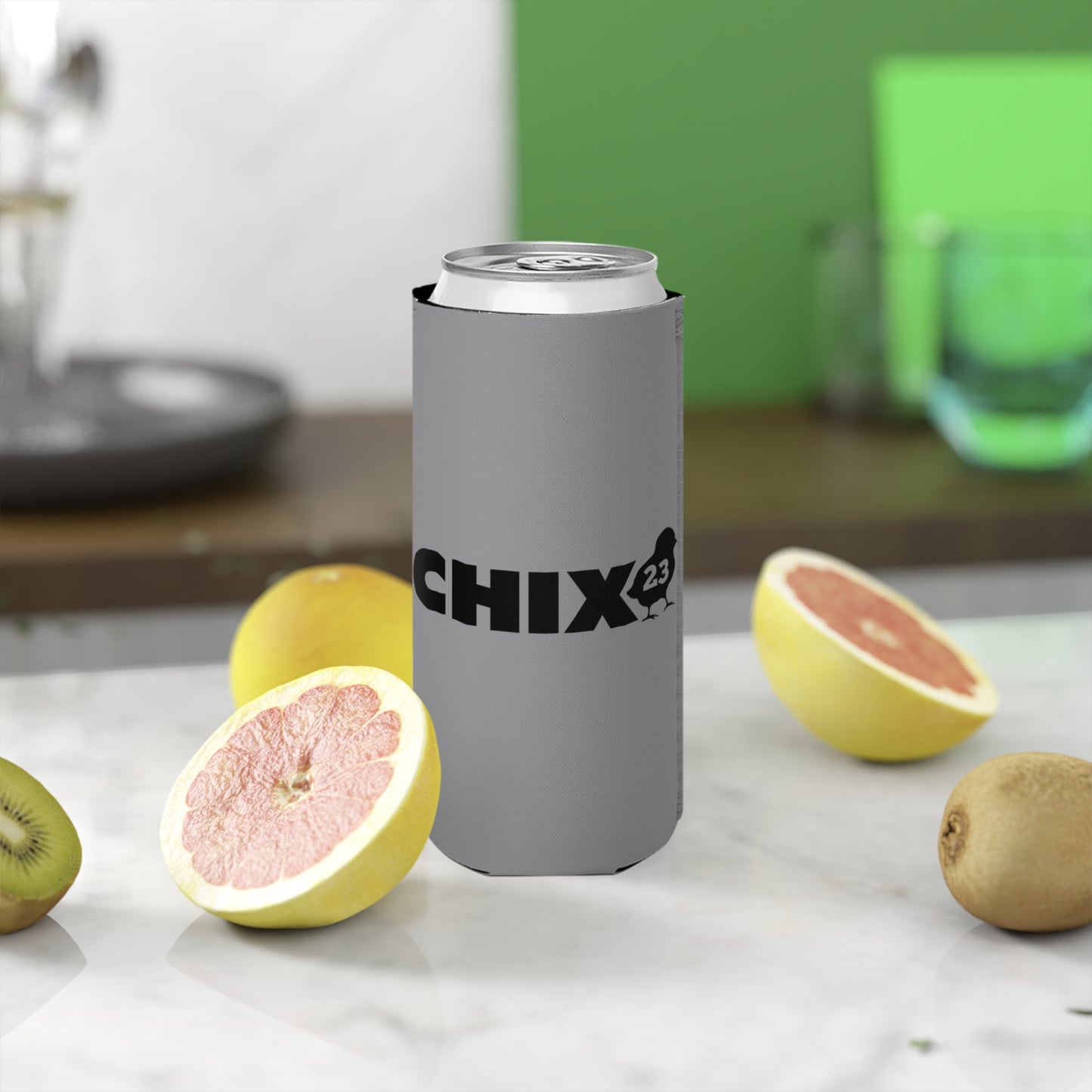 Slim Can Cooler - black on gray