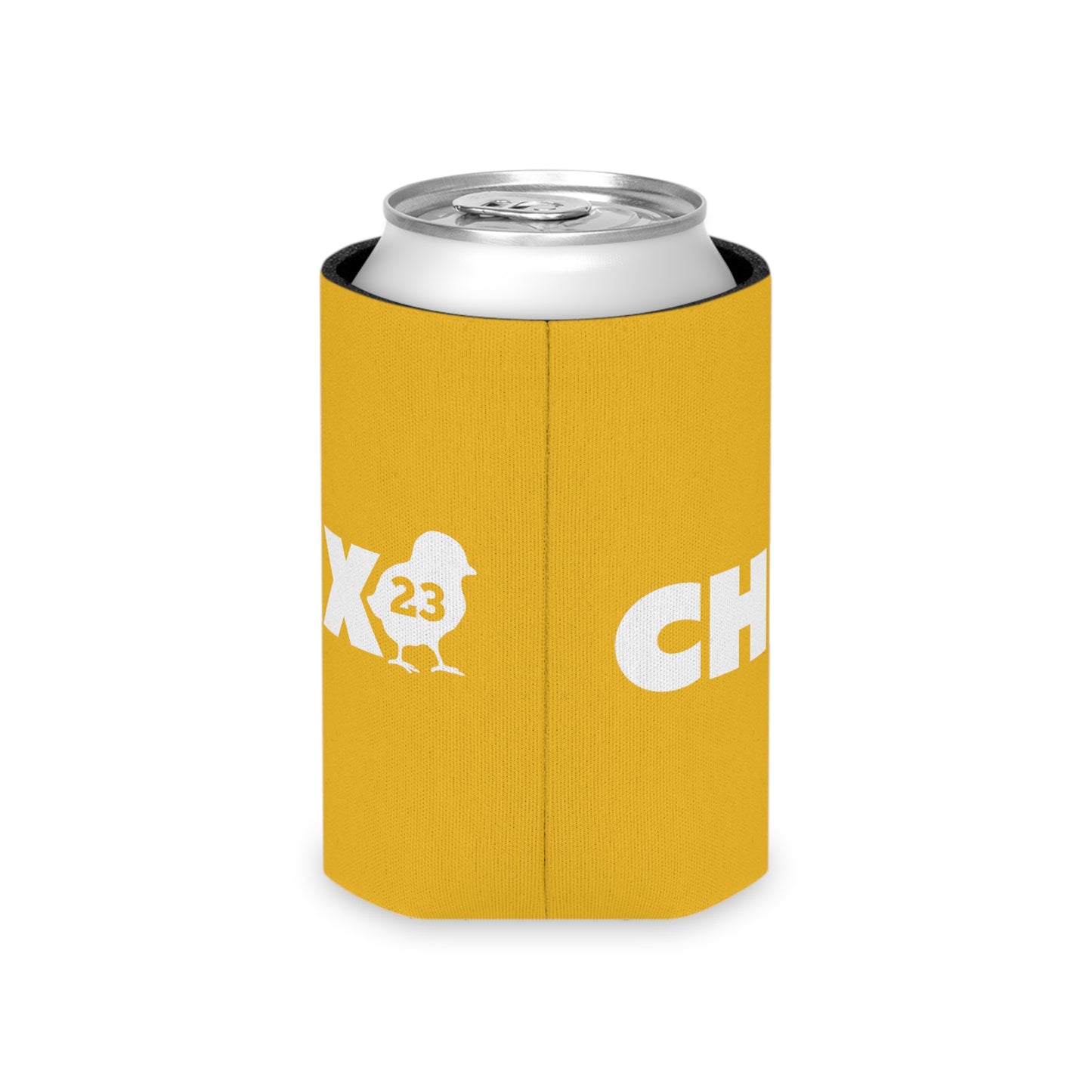 Regular Can Cooler - white on yellow