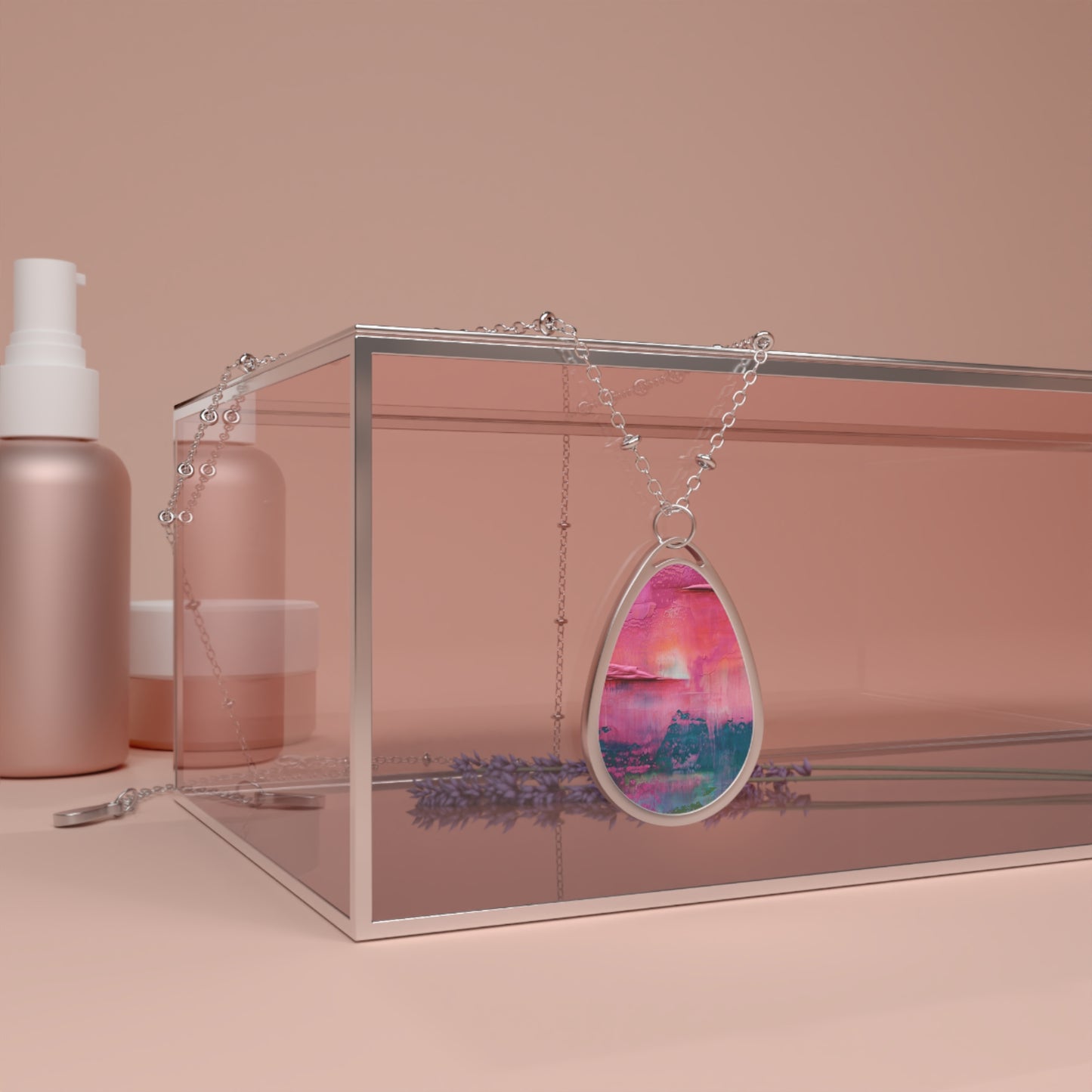 Art Necklace - Rosy Downpour