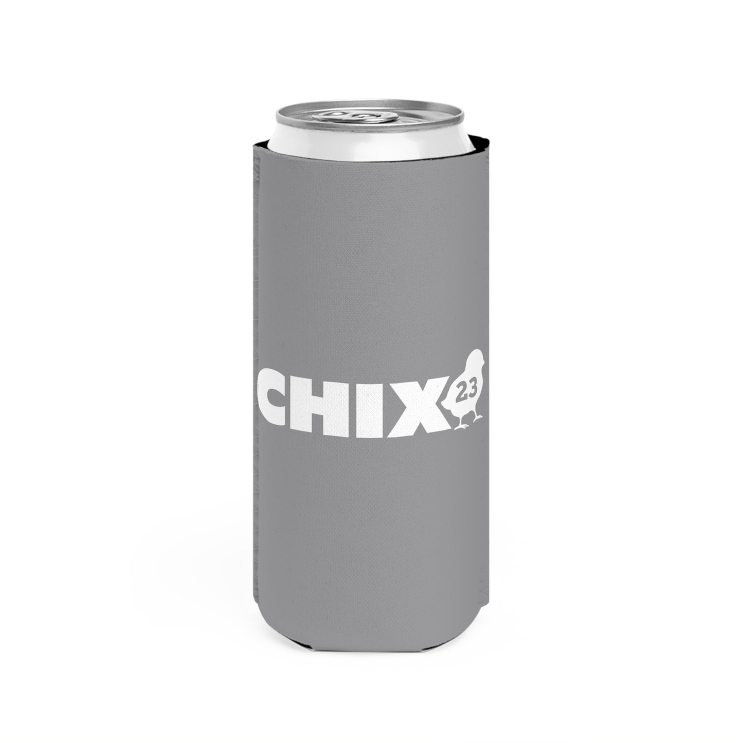 Slim Can Cooler - white on gray