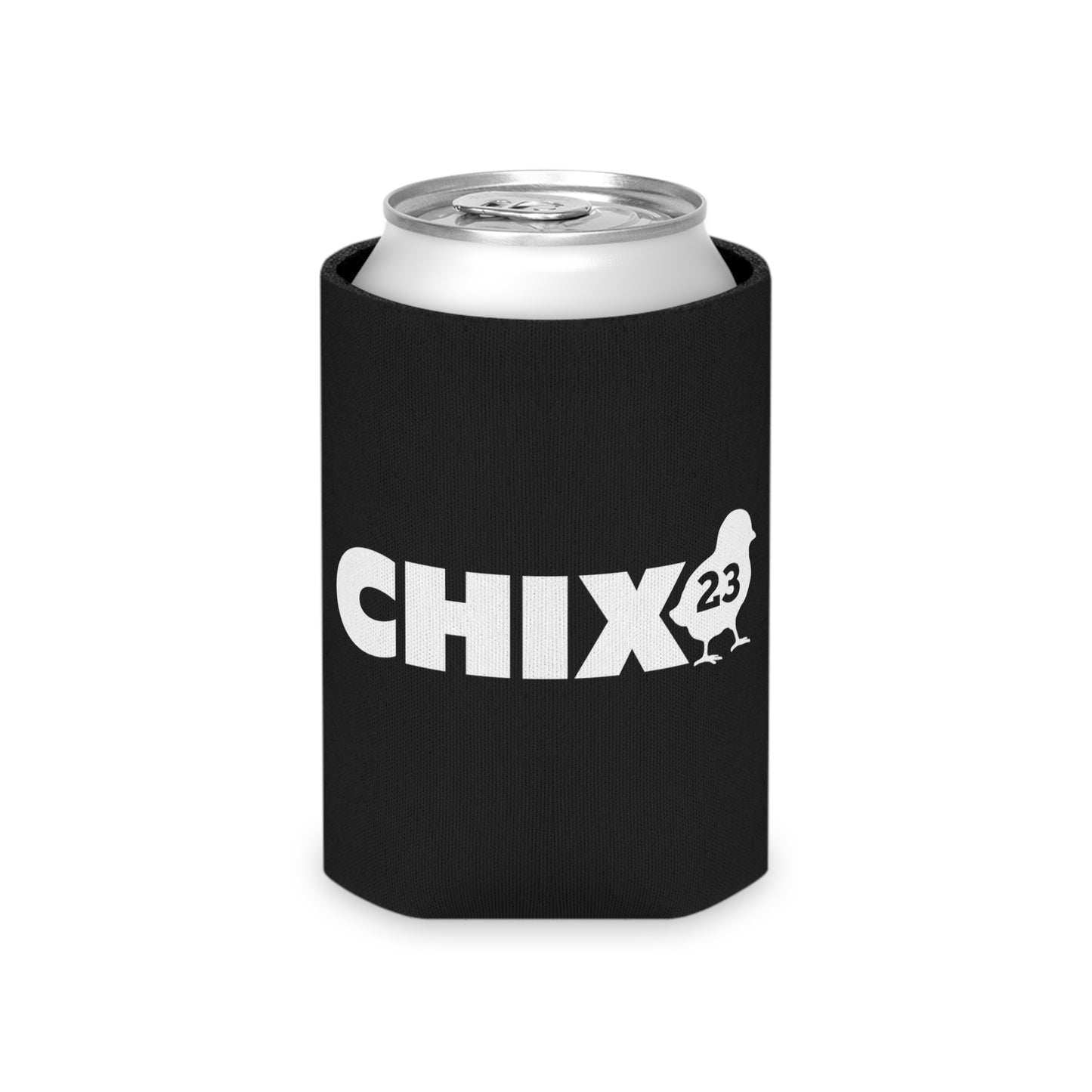 Regular Can Cooler - white on black
