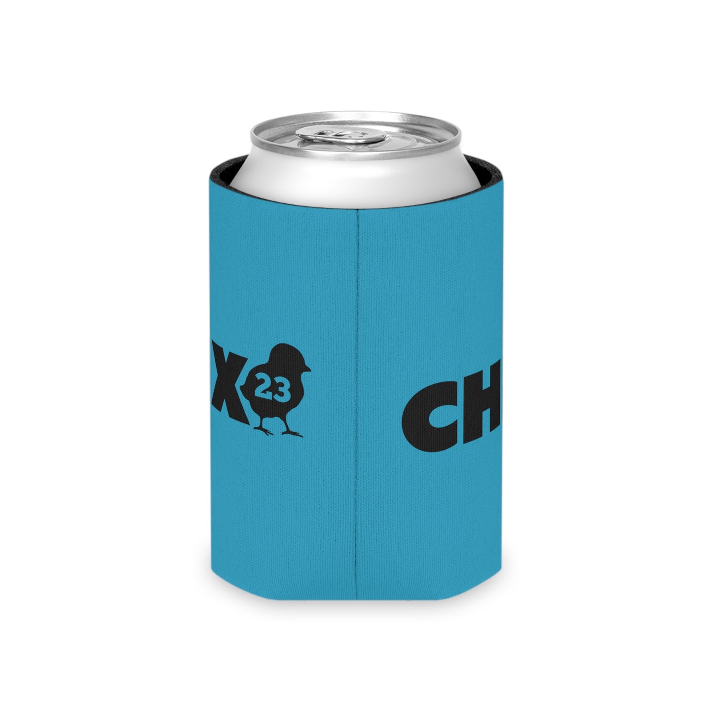 Regular Can Cooler - black on turquoise