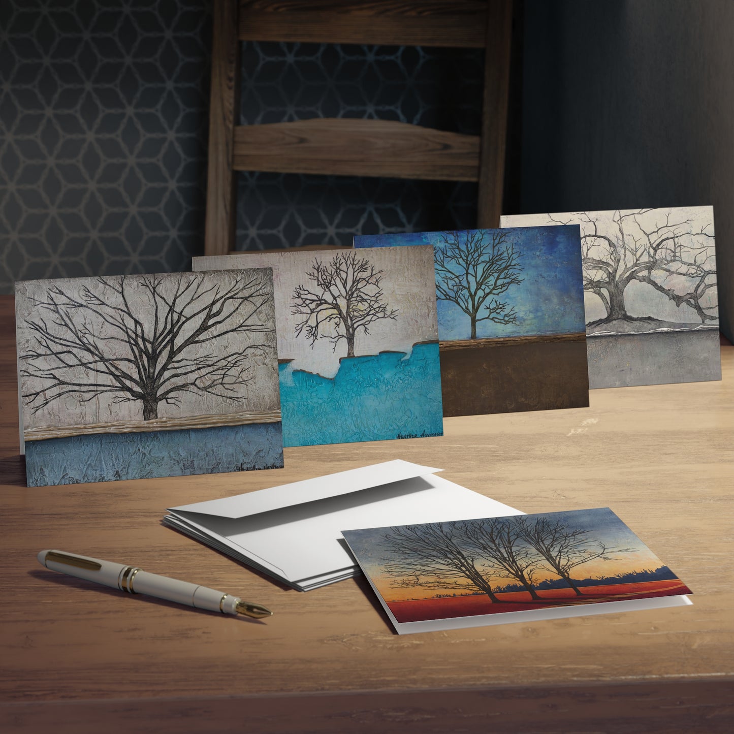 Horizontal Tree Paintings - Greeting Cards (5-Pack)