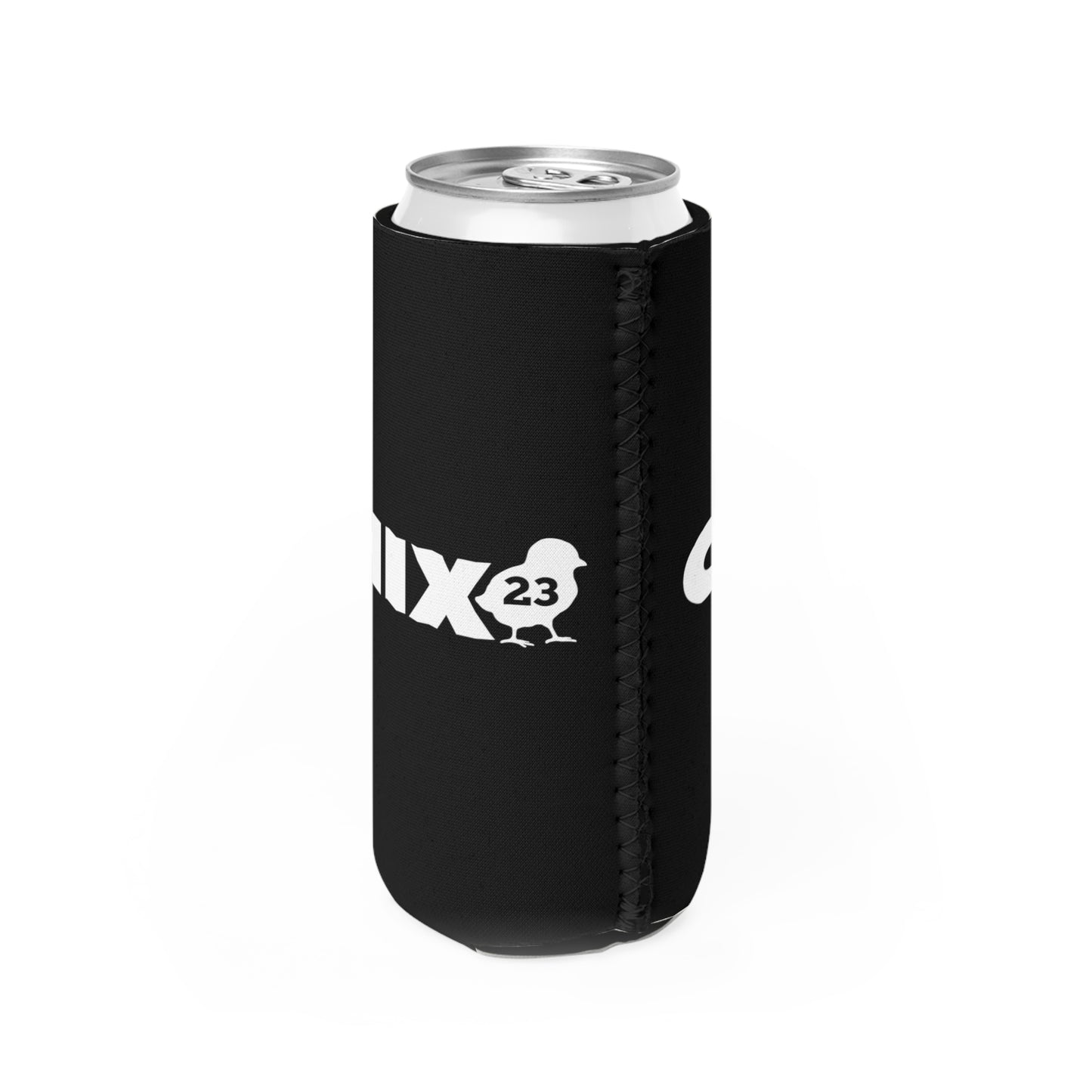 Slim Can Cooler - white on black