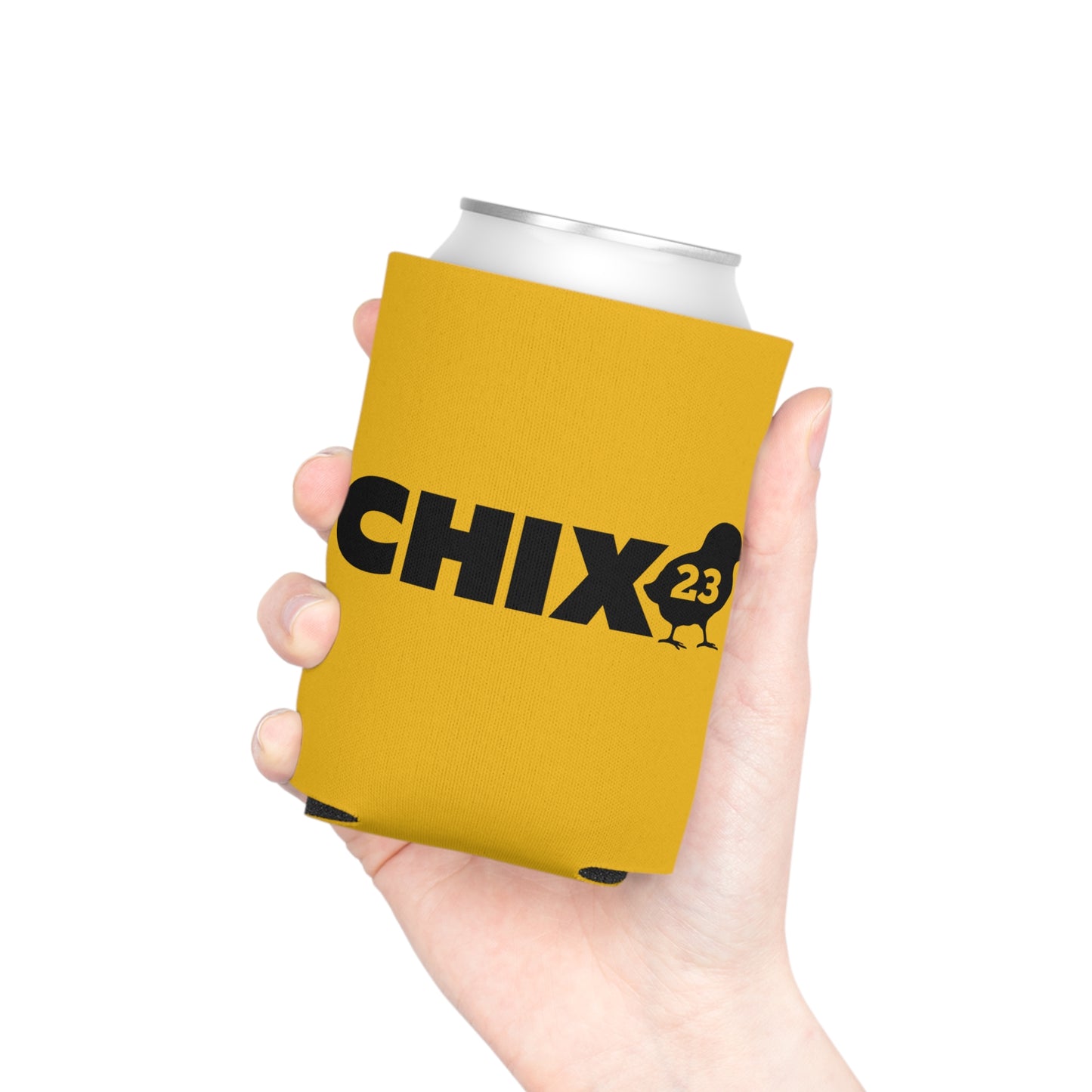 Regular Can Cooler - black on yellow