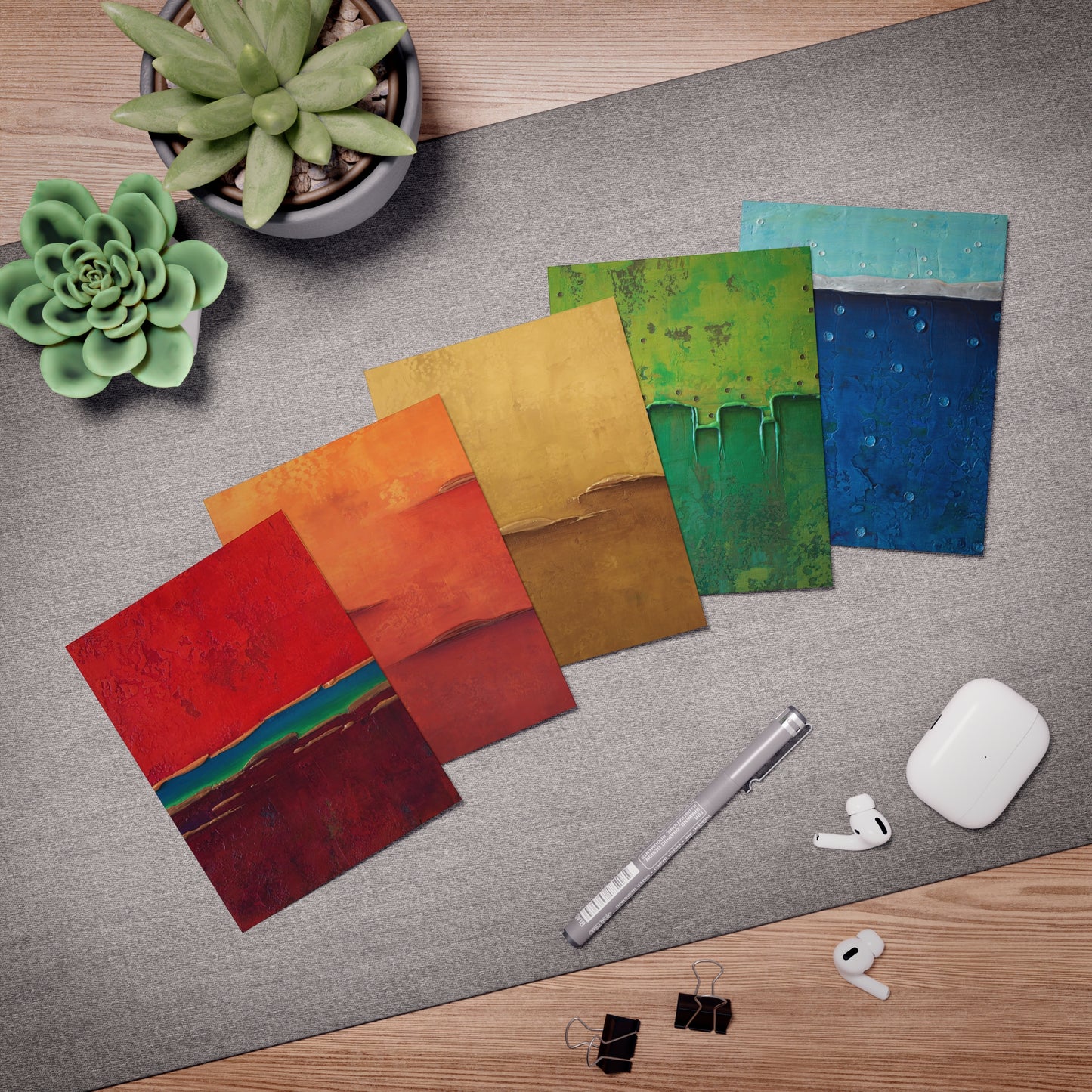 Rainbow Series - Greeting Cards (5-Pack) red, orange, yellow, green, blue