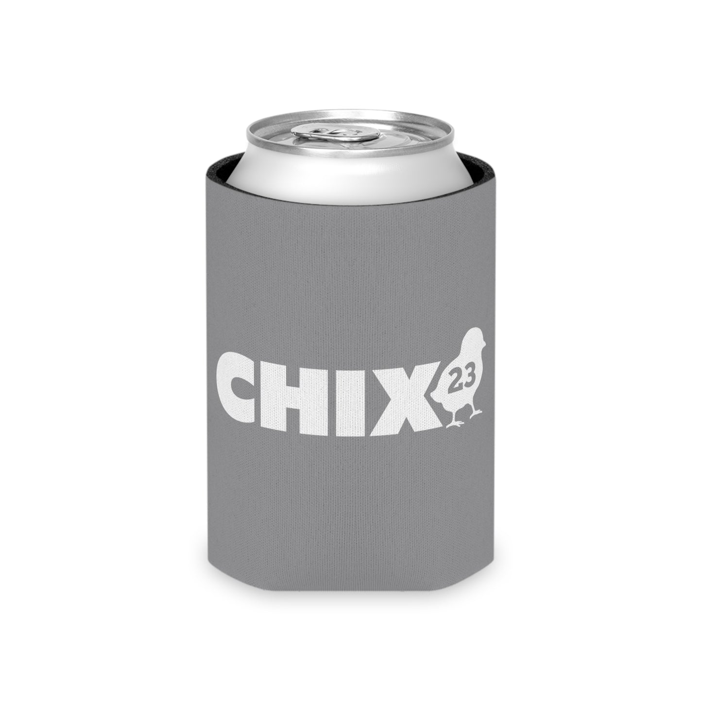 Regular Can Cooler - white on gray