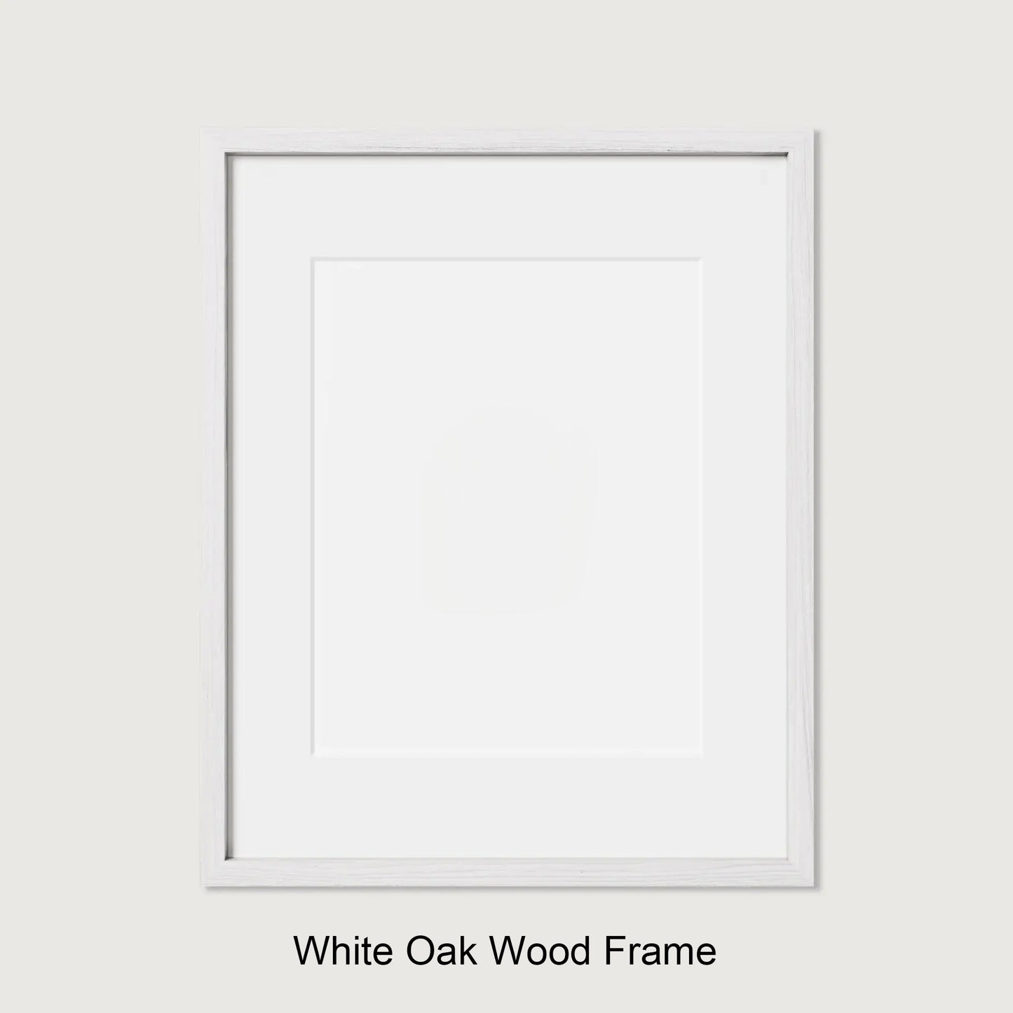 White oak wood frame on a light gray background