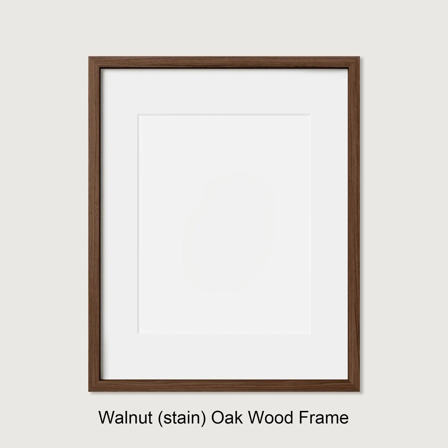 Wooden picture frame with 'Walnut (stain)' finish on a white background
