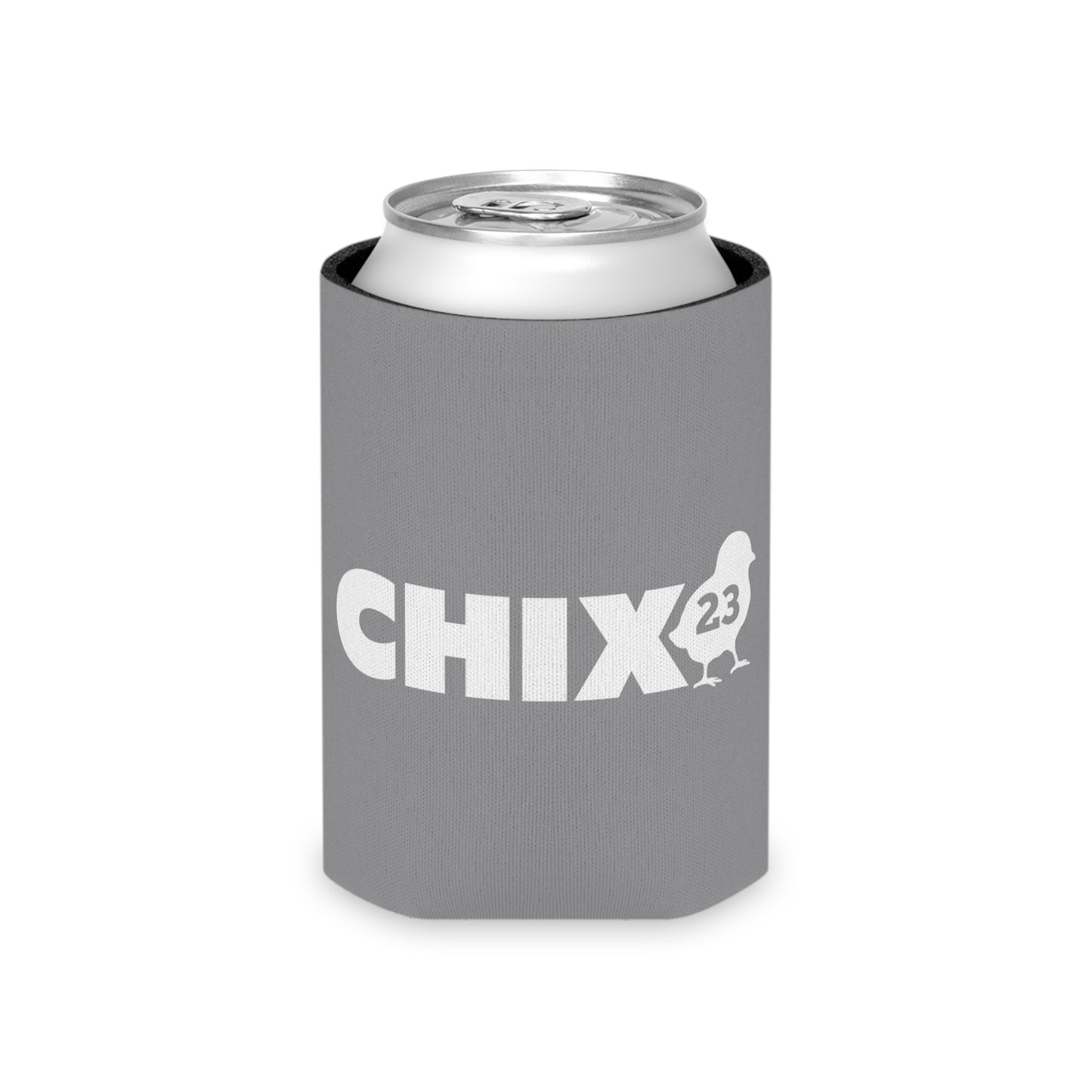 Regular Can Cooler - white on gray