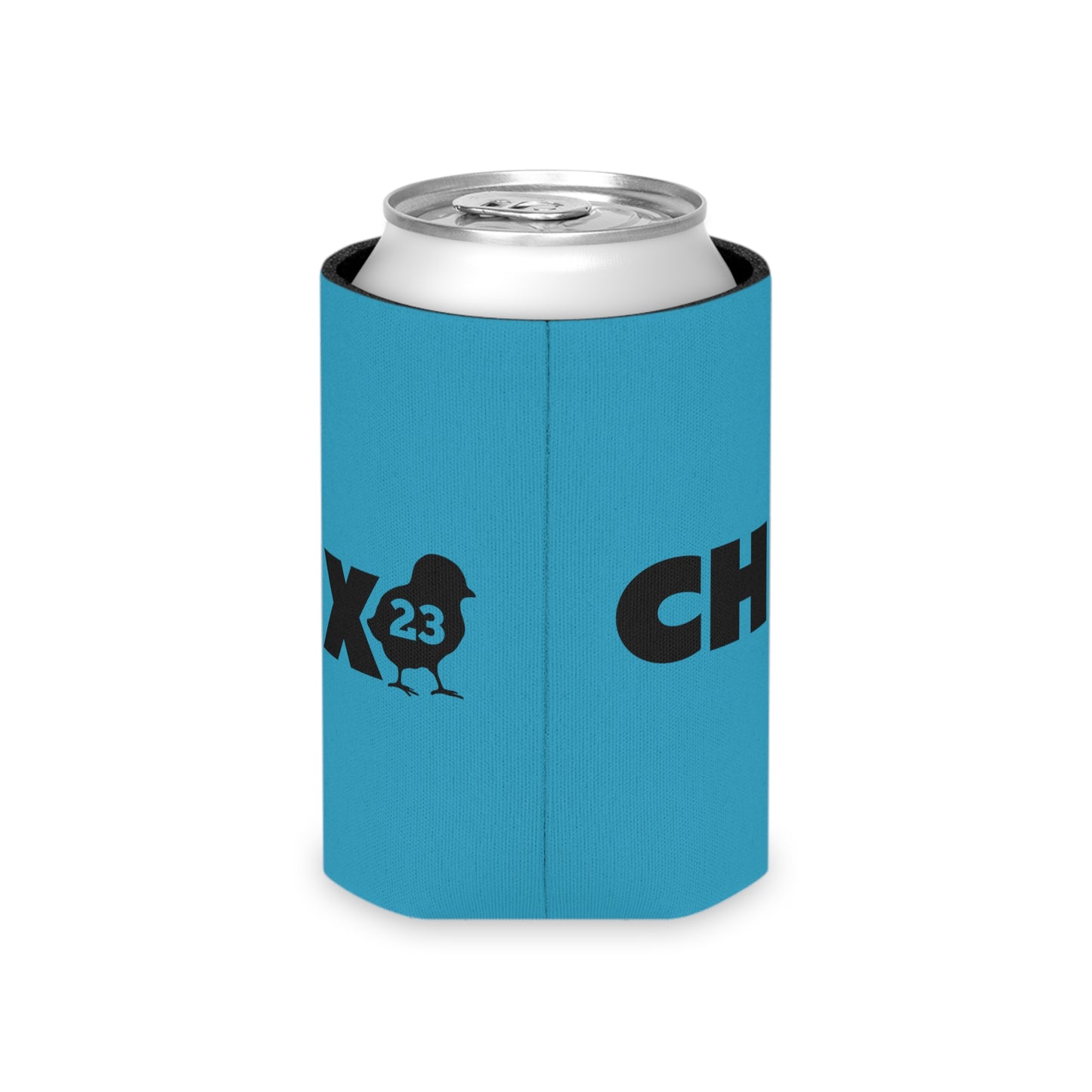 Regular Can Cooler - black on turquoise