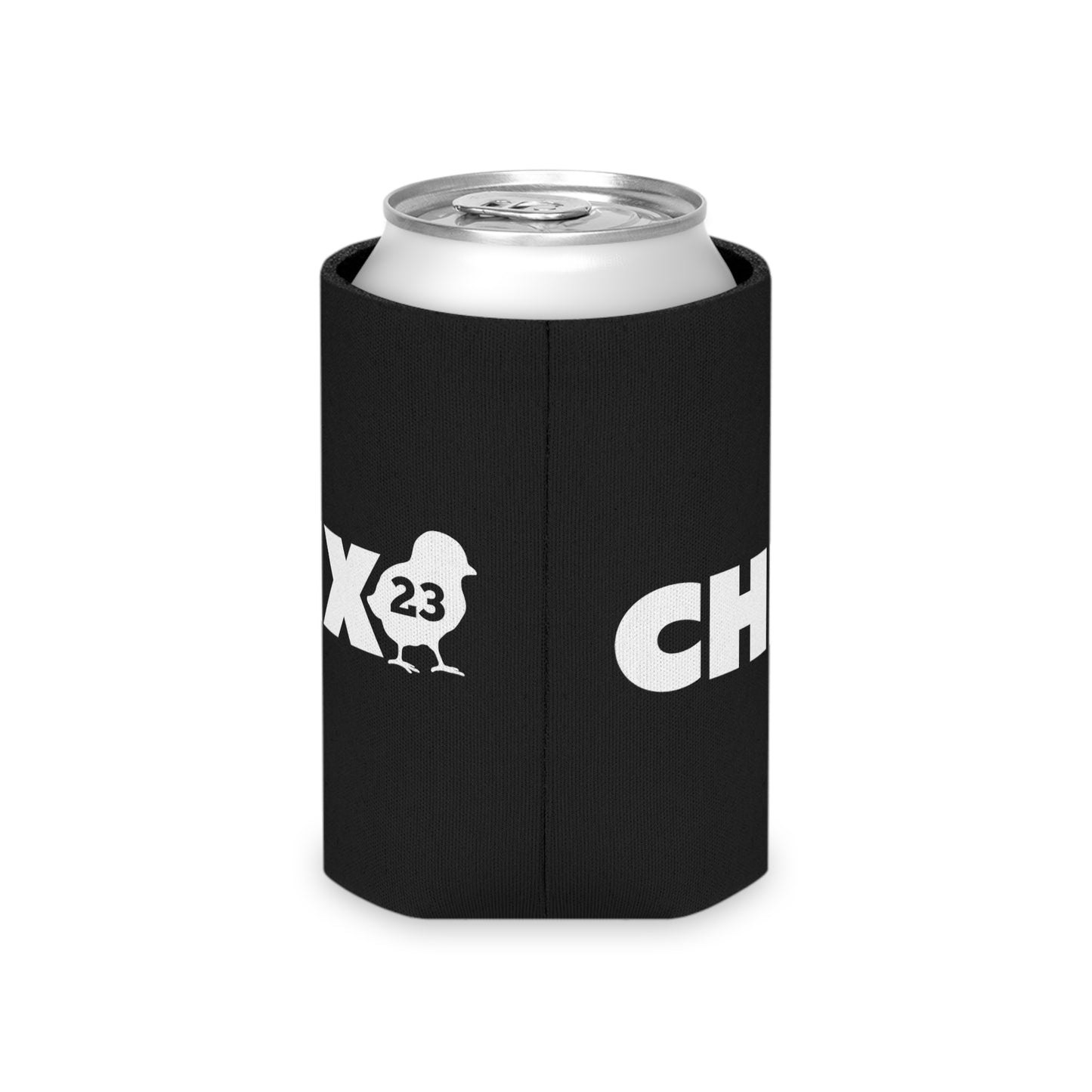 Regular Can Cooler - white on black