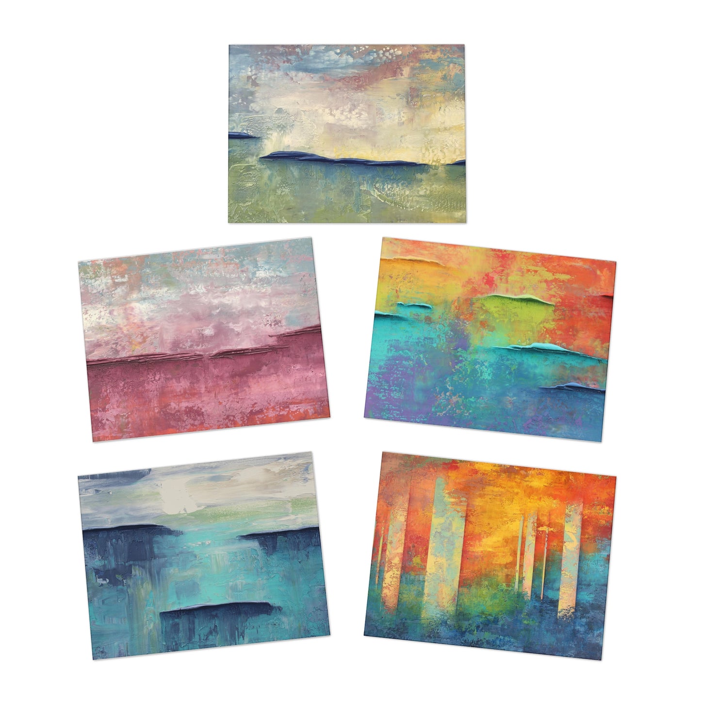 Horizontal Abstracts Multi-Design Greeting Cards (5-Pack)