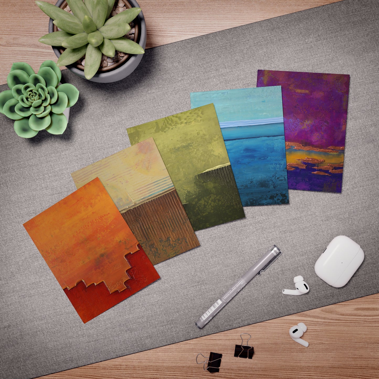 Rainbow Series - Greeting Cards (5-Pack) orange, yellow, green, blue, violet