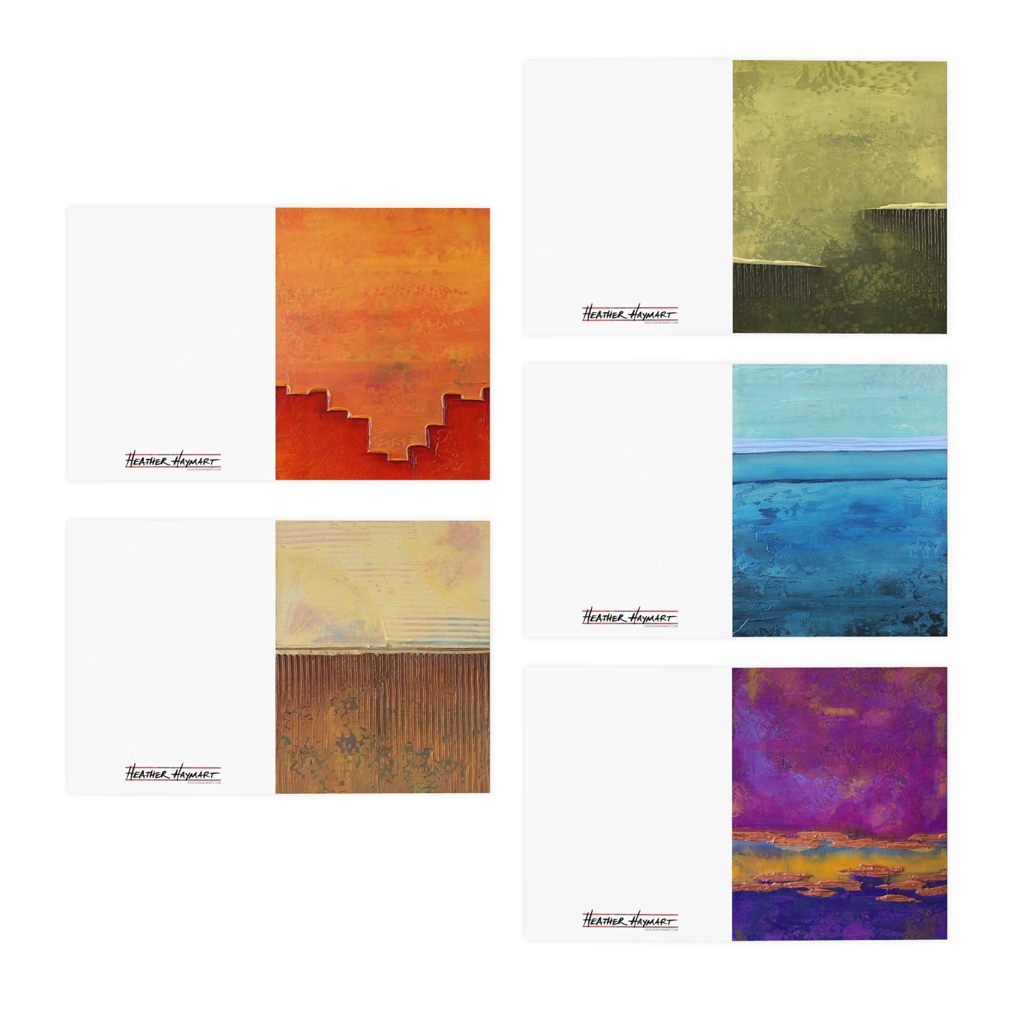 Rainbow Series - Greeting Cards (5-Pack) orange, yellow, green, blue, violet