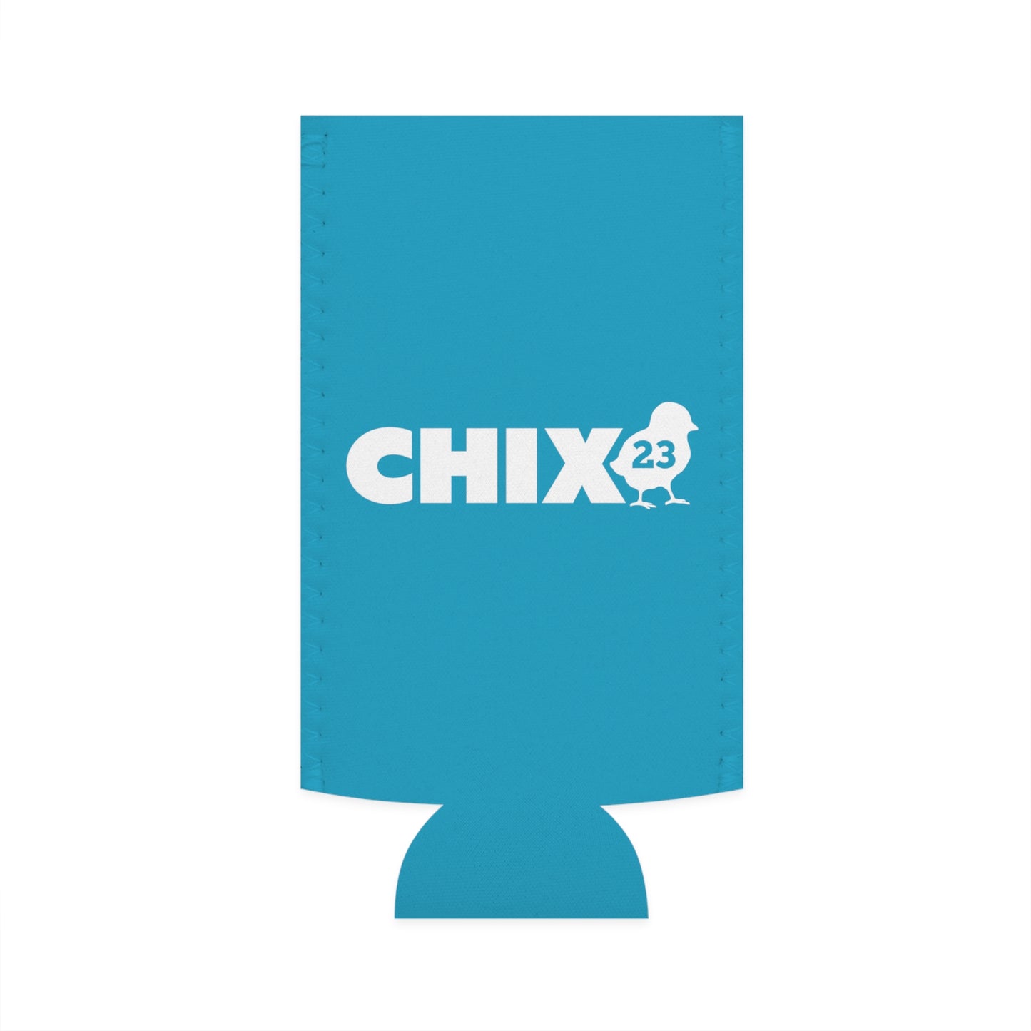 Slim Can Cooler - white on turquoise