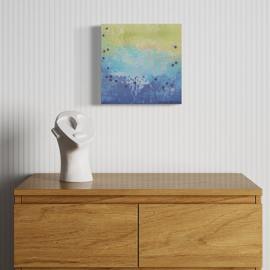 Blue and green painting on the wall