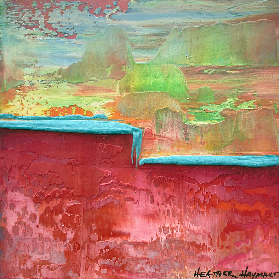 Energetically colorful abstract painting.