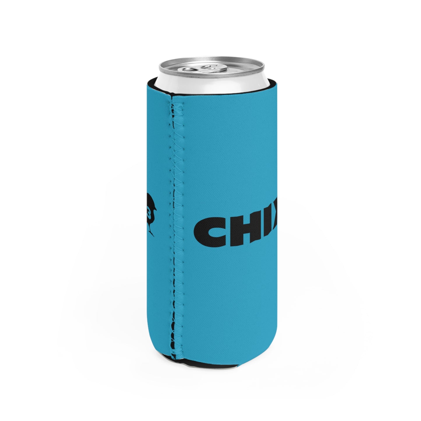 Slim Can Cooler - black on turquoise