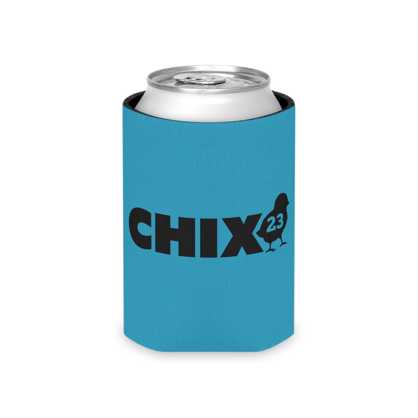 Regular Can Cooler - black on turquoise