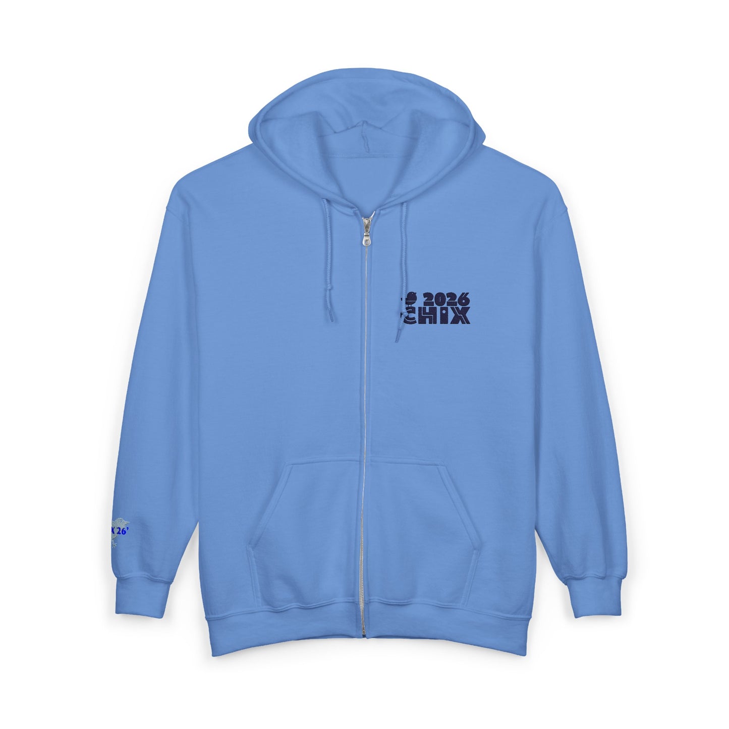Chix 2026 Full-Zip Hoodie — embroidered dark logos on chest and wrist