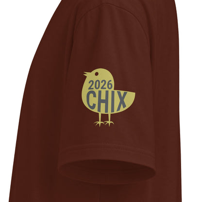 2026 Chix T-Shirt — light logo on left arm and front