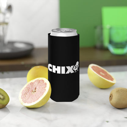 Slim Can Cooler - white on black