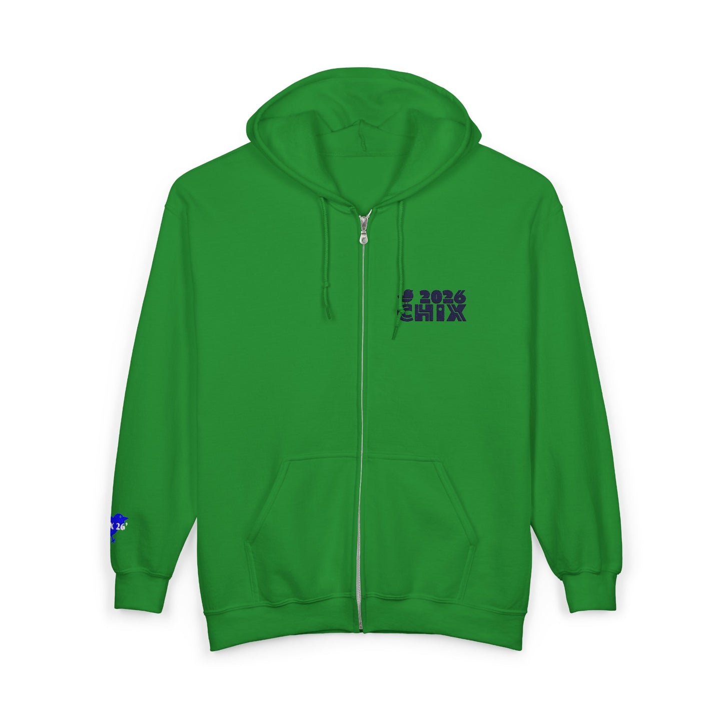 Chix 2026 Full-Zip Hoodie — embroidered dark logos on chest and wrist