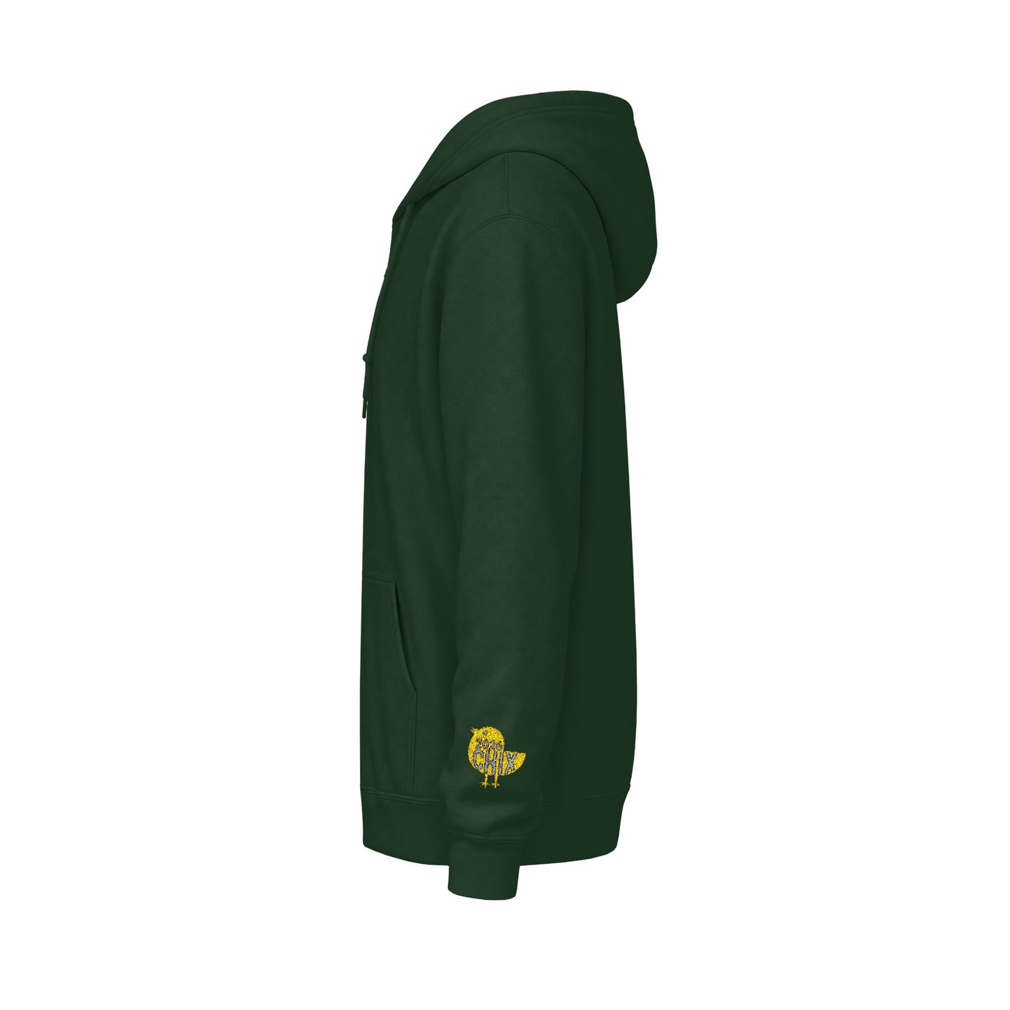 Chix 2026 Full-Zip Hoodie (fixed) — embroidered light logos on chest and wrist