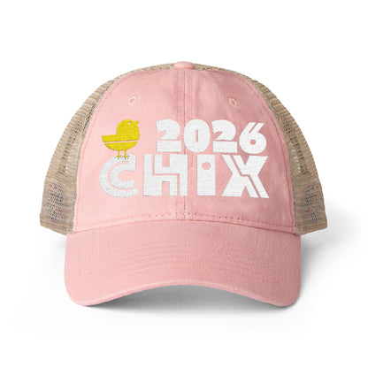 2026 Chix Women's Washed Mesh-Back Cap - embroidered light logo