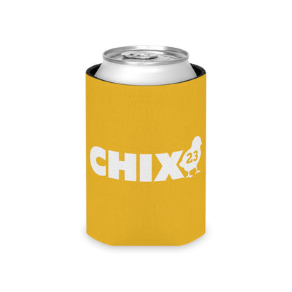 Regular Can Cooler - white on yellow