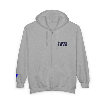 Chix 2026 Full-Zip Hoodie — embroidered dark logos on chest and wrist